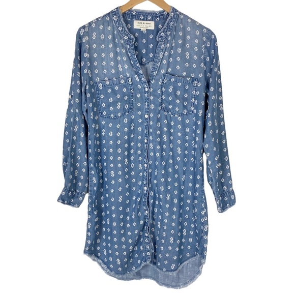 ANTHROPOLOGIE CLOTH & STONE Chambray Mary Lou Shirt Dress XS Coastal Casual - Picture 3 of 15